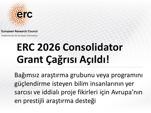 ERC 2026 Consolidator Grant çağrısı başvurulara açıldı!